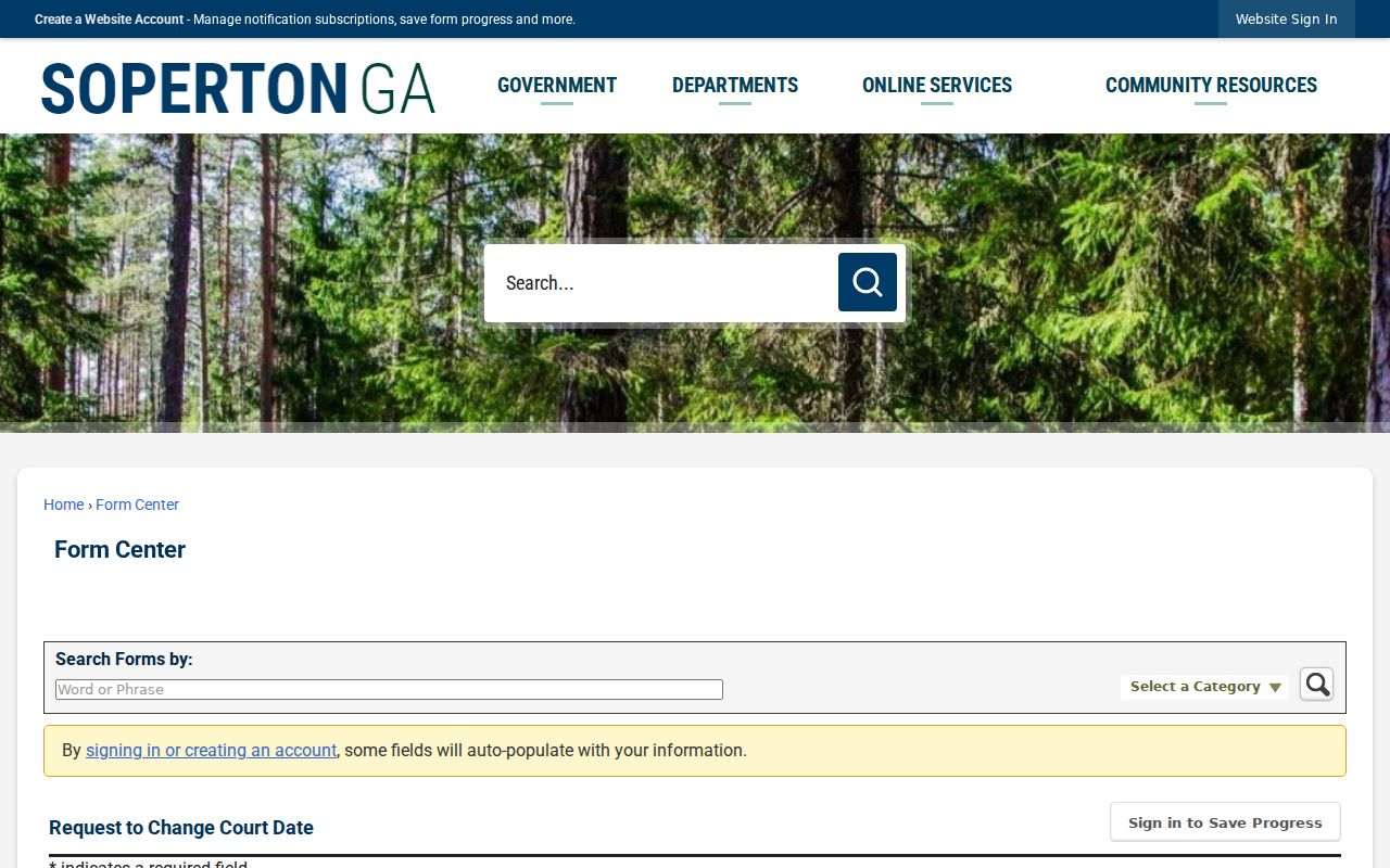 Soperton online request for change of municipal court date