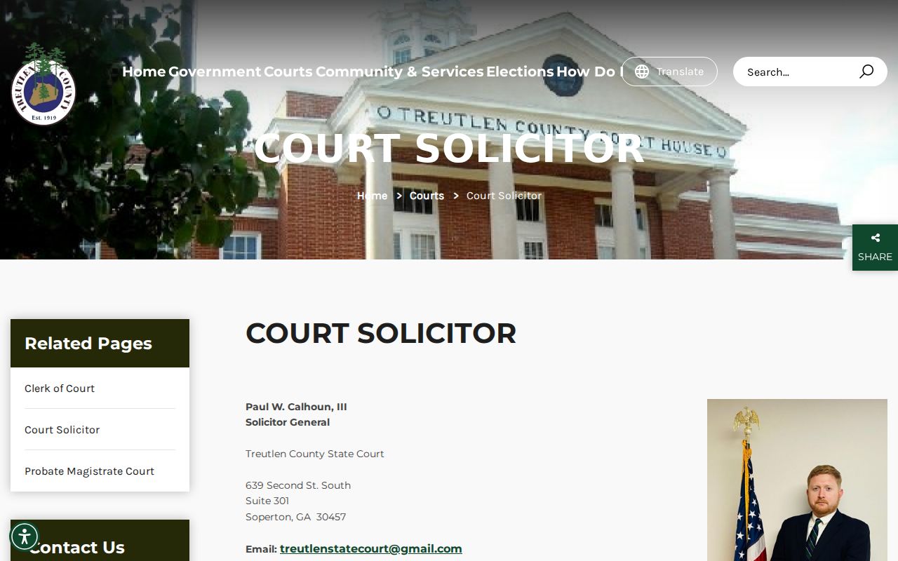 Treutlen County State Court Solicitor contact page