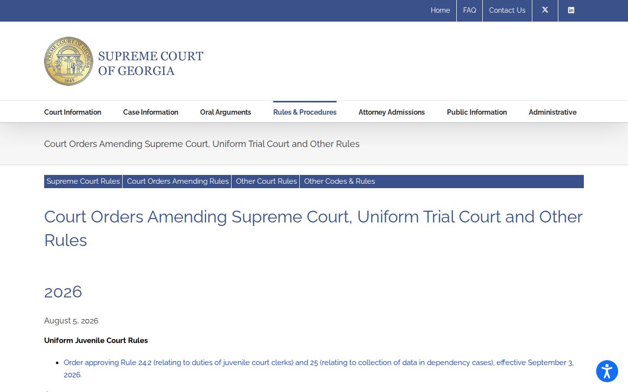 Georgia Supreme Court rule amendments for criminal docket access