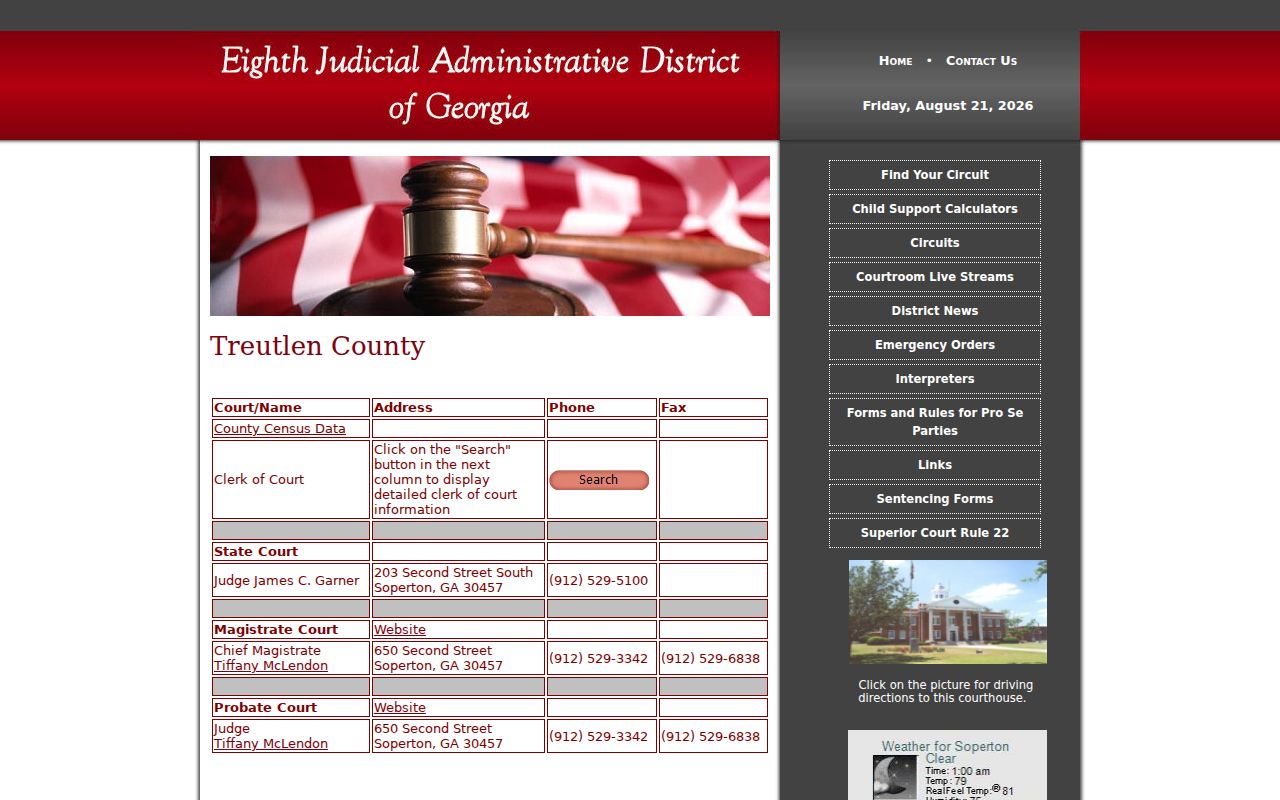 Eighth District Treutlen County court information and courthouse context